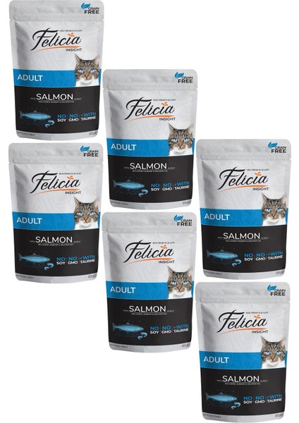 Tahılsız Yetişkin Somonlu Yaş Kedi Maması 85 gr (6 Adet)