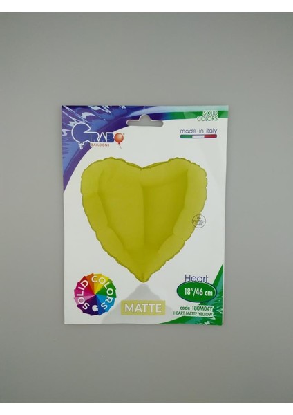 Folyo Balon Kalp 18'' Sarı Mat D.ü 6tl