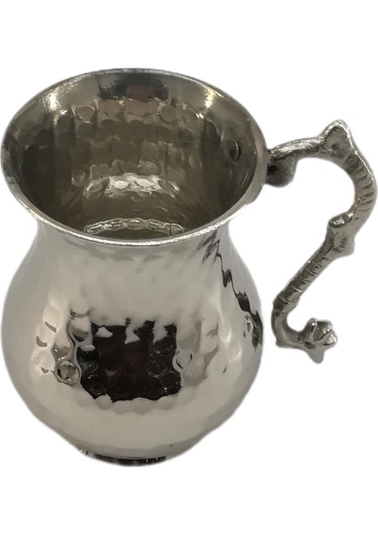Bakır Bardak Kalın Dövme Gümüş 2’li Set