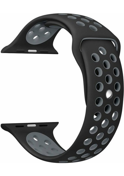 Apple Watch Uyumlu 44MM Spor Kordon 44 mm Kayış Seri 4-5 Siyah - Gri