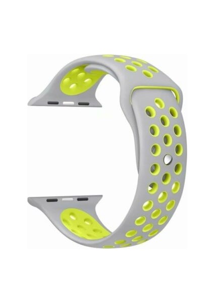Apple Watch Uyumlu 44MM Spor Kordon 44 mm Kayış Seri 4-5 Gri - Yeşil