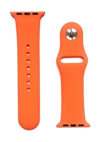 Apple Watch Uyumlu 44MM Silikon Kordon 44 mm Kayış Seri 6 Turuncu