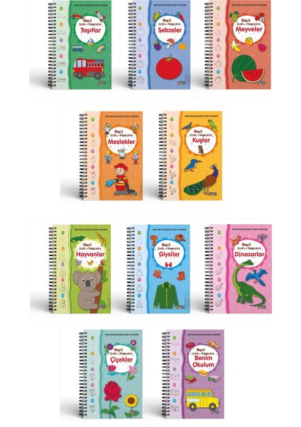 Spiralli Haydi Çizelim Boyayalım Serisi 10 Kitap Önce Çiz Sonra Boya