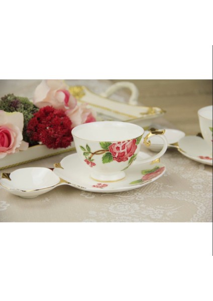 Kabartma Güllü Tekli Çay Fincanı