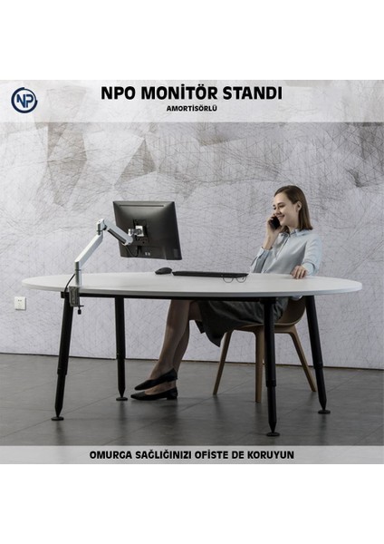 Npo STD7070GG 10"-27" Amortisörlü Çok Yönlü Vesa Monitör/notebook Stand Tek Kol