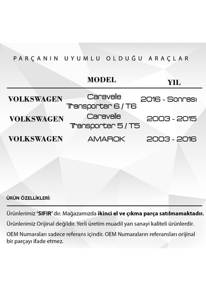 Transporter T5 T6 Için Yan Ayna Demiri Zamak Altı Plastik(Sol-Sağ)