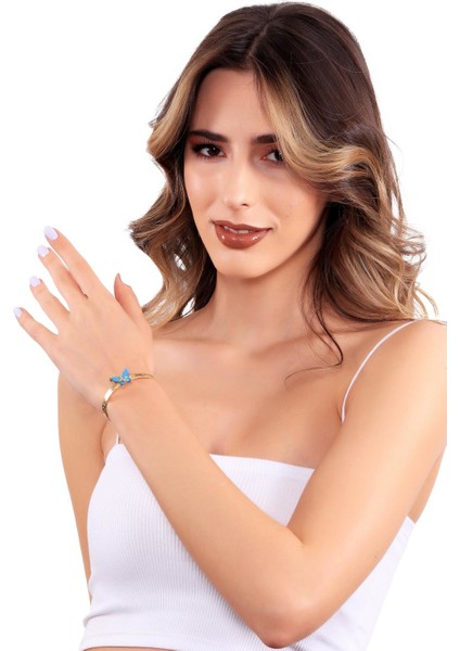 Kadın Altın Renk Kaplama Kelebek Simgeli Bileklik modelleri