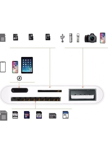 NK108L Apple iPhone Lightning To TF SD USB Dosya Aktarım Çevirici