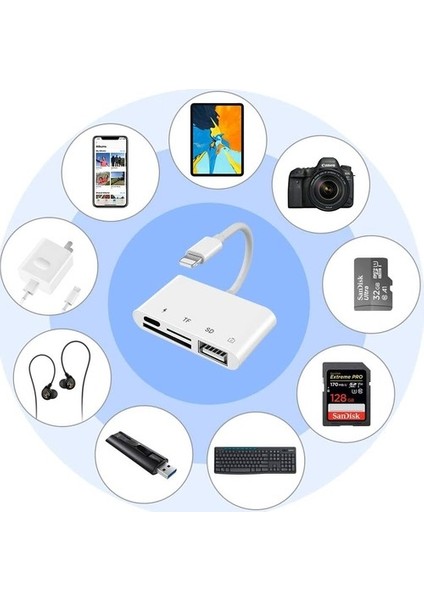 NK108L Apple iPhone Lightning To TF SD USB Dosya Aktarım Çevirici