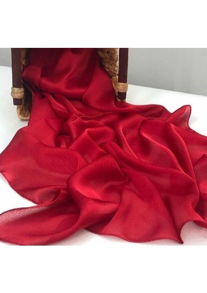 ALLURİNG Janjanlı Parlak Kırmızı Şallar