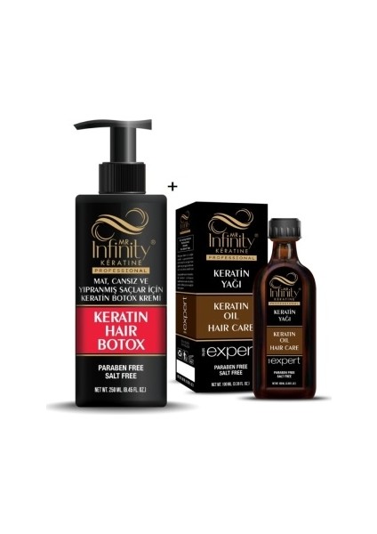 Infinity Professional Yıpranmış ve Kuru Saçlara Özel Saç Botoksu 250 ml + Keratin Yağı Serum 100 ml