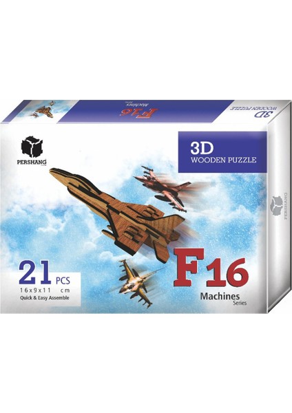 2019012 F16 / 21 Parça / 3 Boyutlu Ahşap Puzzle