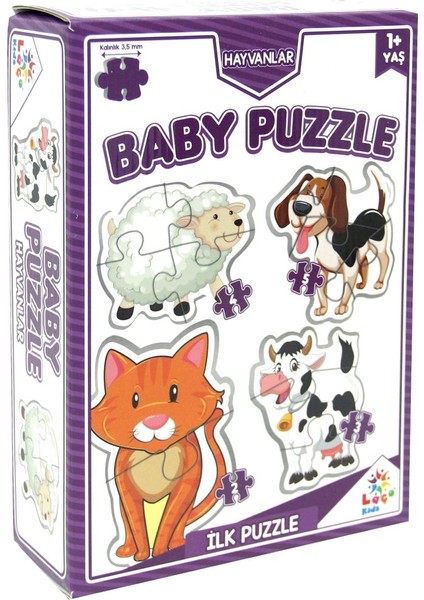 LC7224 Baby Puzzle Hayvanlar Mor Kutu