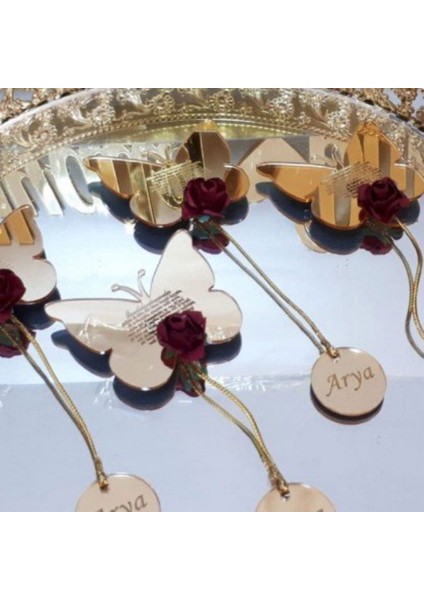 30 Adet Askılık Isimlikli Kelebek Kız Bebek Şekeri