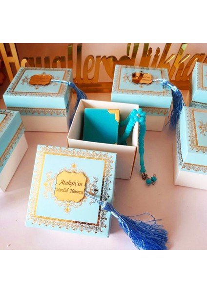 30 Adet Kur'an-I Kerim ve Tesbihli Aynalı Kutu Mevlit Hatırası modelleri
