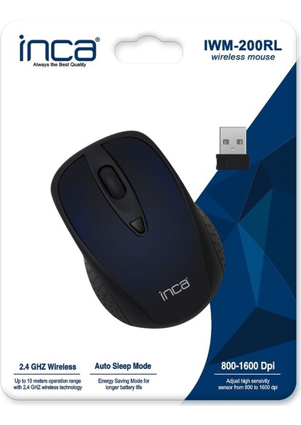 IWM-200RL Track Red Sensör Lacivert Kablosuz Ergonomik Nano Alıcılı Mouse