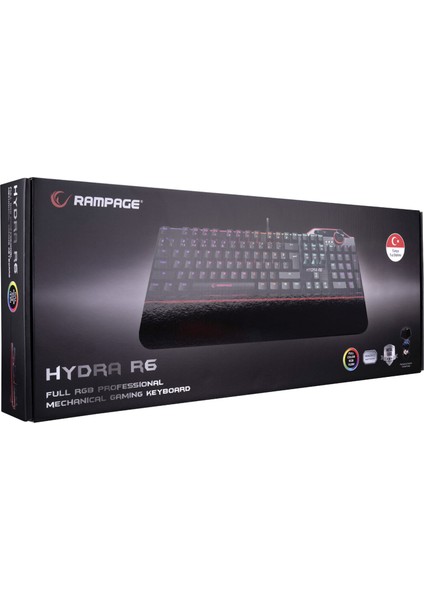 Hydra R6 Full Color RGB LED Gaming Pro Blue Switch Multimedia Mekanik Klavye