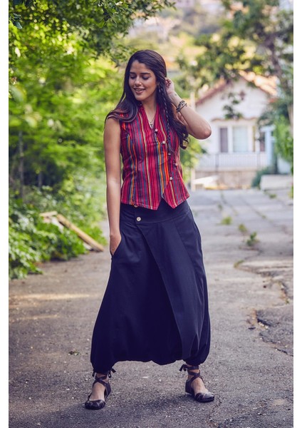 Hakim Yaka Çapraz Düğmeli Kolsuz Bluz modelleri