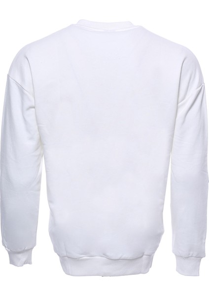 Baskılı Desenli Bisiklet Yaka Sweatshirt