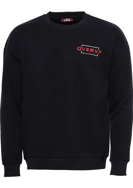 Baskılı Detaylı Bisiklet Yaka Sweatshirt