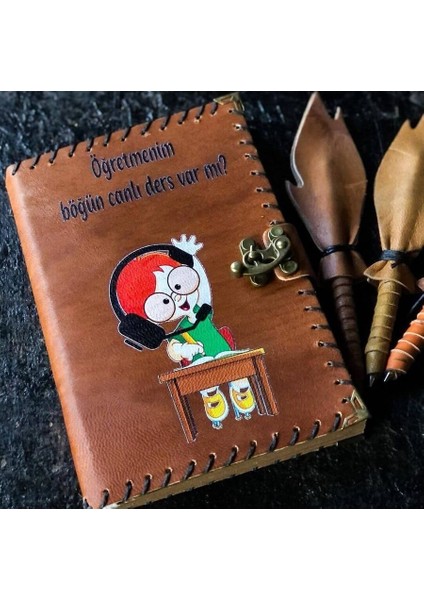 Öğretmene Esprili Deri Defter