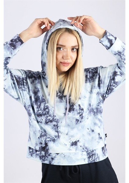 Kadın Siyah Batik Kapüşonlu Sweatshirt fiyatları
