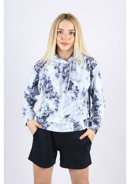 Kadın Siyah Batik Kapüşonlu Sweatshirt