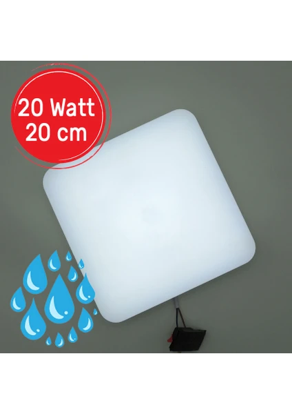 Dış Mekan Kare Sıva Üstü 20W LED Panel Armatür Trafolu Beyaz