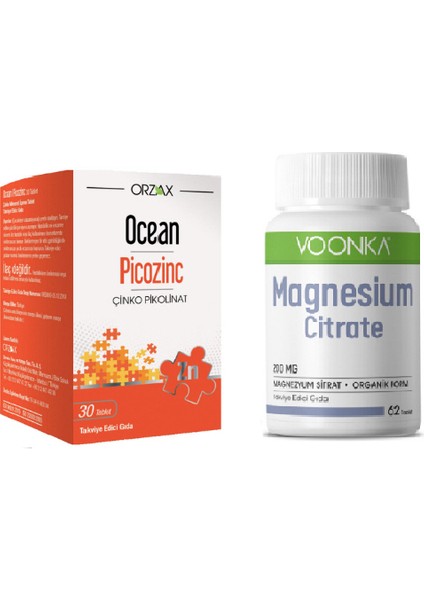 Çinko Takviyesi 15MG 30 Tablet+Voonka Magnezyum Sitrat 200 Mg 62 Tablet