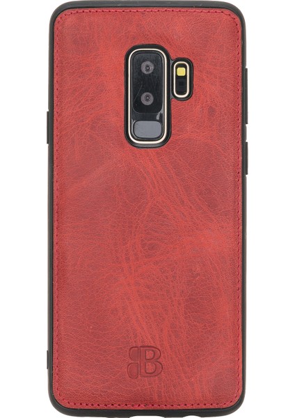 Samsung Galaxy S9 Plus Efektli Vişne Deri Arka Telefon Kılıfı
