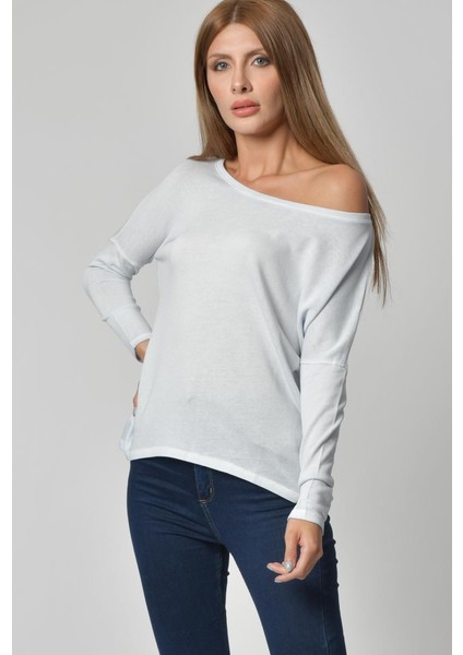 Yuvarlak Yaka Uzun Kol Tişört - Buz Mavisi Buz Grisi - L fiyatları
