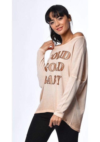 Baskılı Uzun Kollu T-Shirt - Turuncu Turuncu - S modelleri