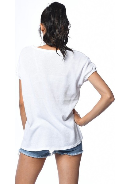Ul Tüy Baskılı Kısa Kollu T-Shirt - Beyaz Beyaz - S indirimleri