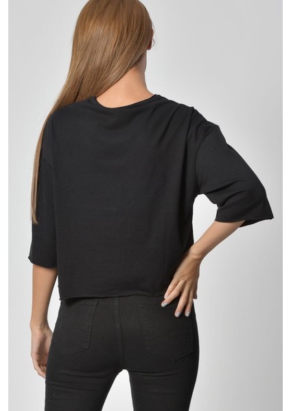 Bisiklet Yaka Tişört - Siyah Siyah - S indirimleri