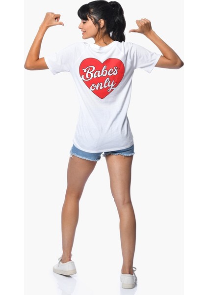 Arkası Kalp Baskılı, Yakası Bağlamalı Kısa Kollu T-Shirt - Beyaz Beyaz - Xs fiyatları