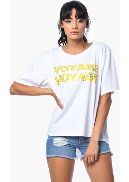 Baskılı Kısa Kollu T-Shirt - Beyaz Beyaz - L