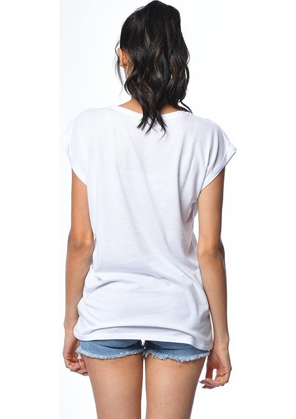 Alman Bayrağı Baskılı Kısa Kollu T-Shirt - Beyaz Beyaz - M
