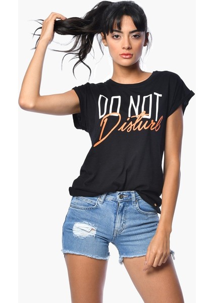 Baskılı Kısa Kollu T-Shirt - Siyah Siyah - M