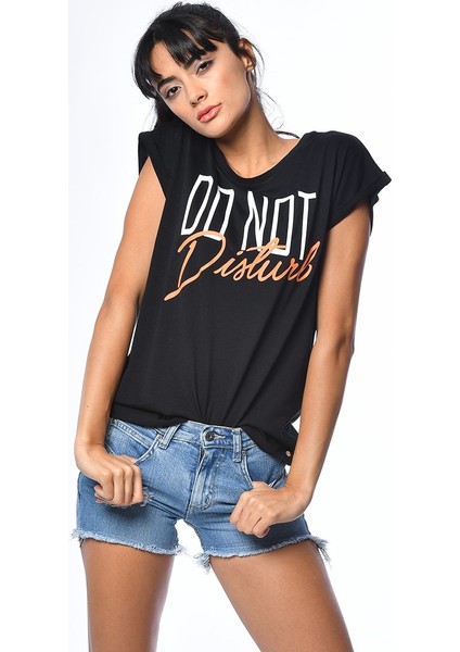 Baskılı Kısa Kollu T-Shirt - Siyah Siyah - M modelleri