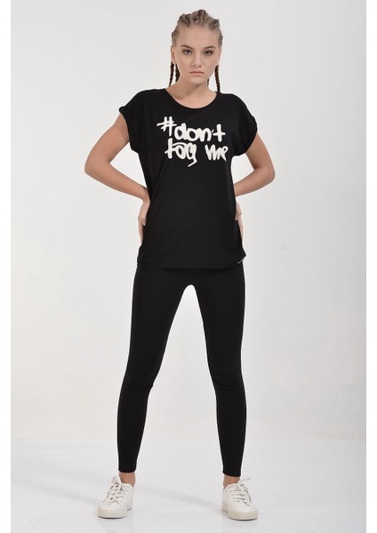 #don't Tag Me Baskılı Kısa Kol T-Shirt - Siyah Siyah - M