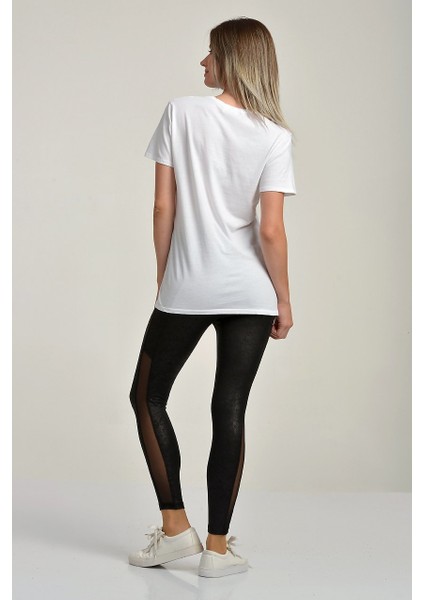 Baskılı Kısa Kol T-Shirt Beyaz - Xs