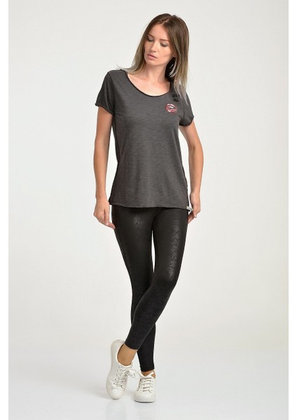 Kıss & Tell Nakışlı, Flamlı, Kısa Kol T-Shirt Gri - Xs fiyatları