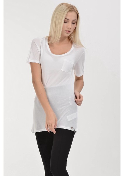 Cepli Ipek Jersey Kısa Kol T-Shirt - Beyaz Beyaz - S