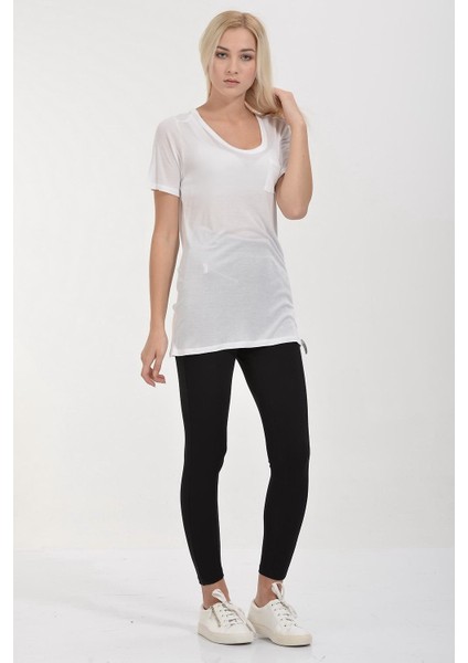 Cepli Ipek Jersey Kısa Kol T-Shirt - Beyaz Beyaz - S modelleri