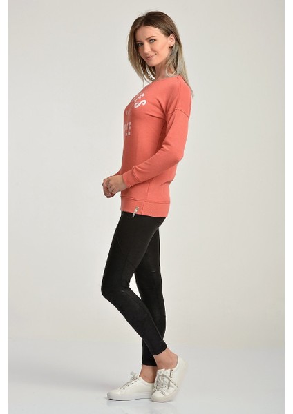 Smiles Are Free Baskılı Sweat Mercan - M modelleri