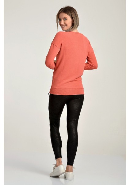 Smiles Are Free Baskılı Sweat Mercan - M indirimleri