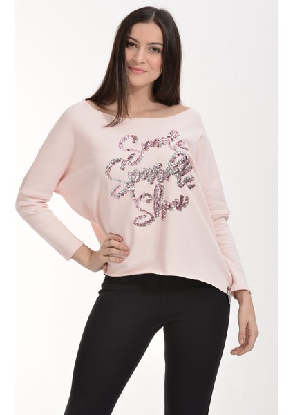 Cotton Candy Pul Işlemeli Sweatshirt - Pembe Pembe - M