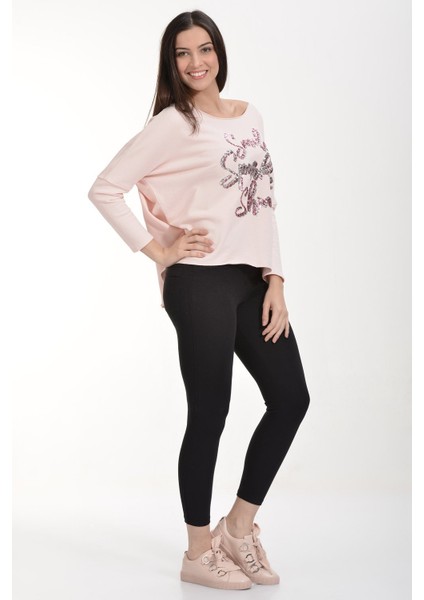 Cotton Candy Pul Işlemeli Sweatshirt - Pembe Pembe - M