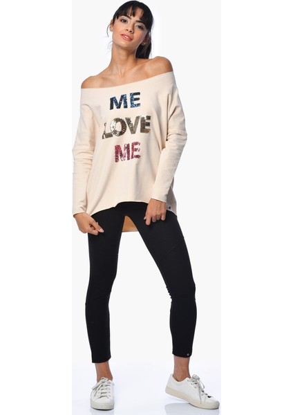 Önü Pul Baskılı Sweatshirt - Deve Tüyü Deve Tüyü - Xs fiyatları
