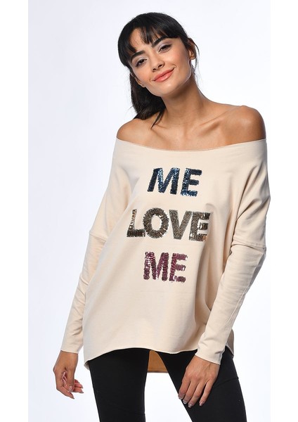 Önü Pul Baskılı Sweatshirt - Deve Tüyü Deve Tüyü - Xs modelleri